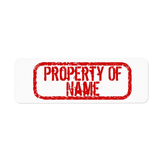 "Property of" name personalized stickers (Front)