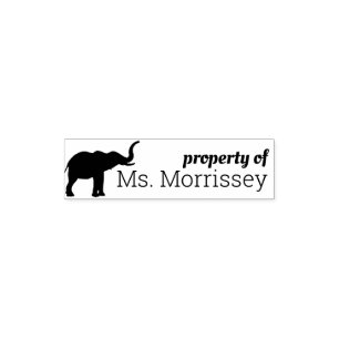Property of Personalised Elephant Self-inking Stamp