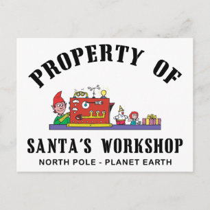 Property of Santa's Workshop Gift Holiday Postcard