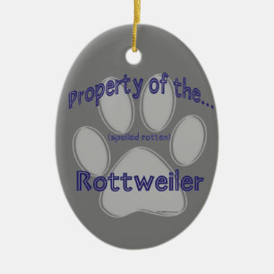 Property of Spoiled Rotten Rottweiler Keychain Ceramic Ornament