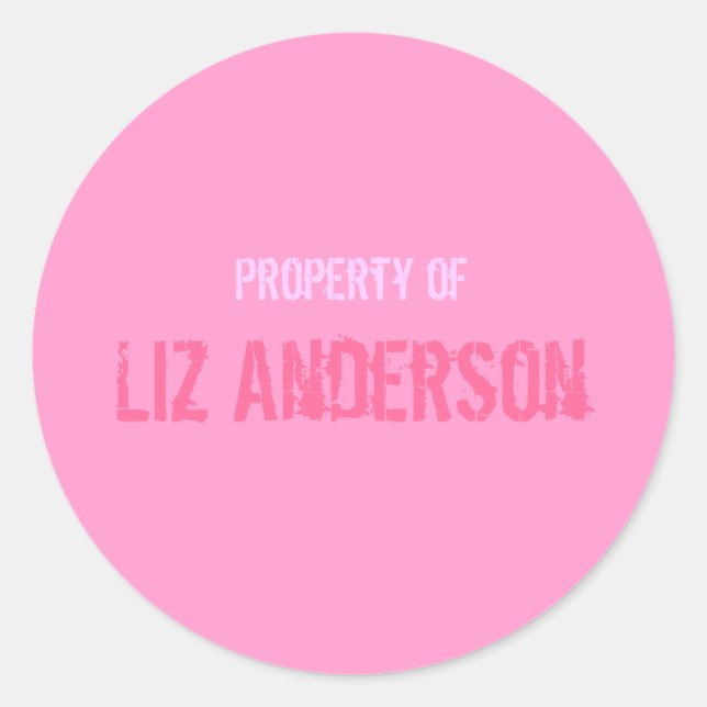 "Property Of" Sticker - Personalised (Front)