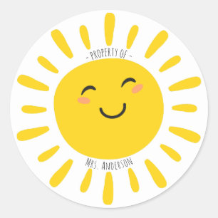 Property Of Teacher's Name Sunshine Classic Round Sticker