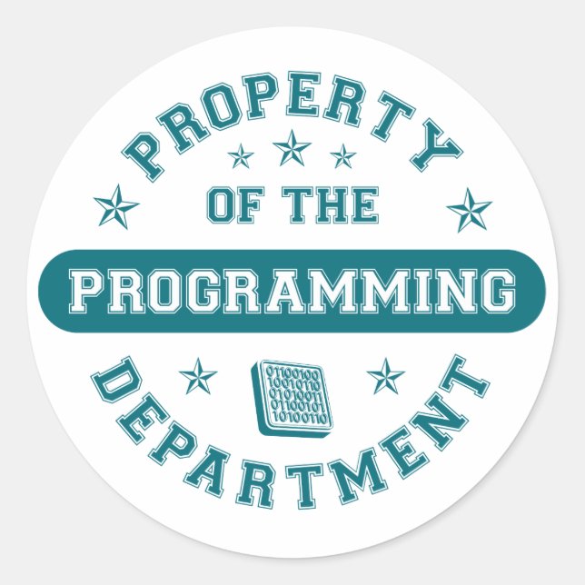 Property of the Programming Department Classic Round Sticker (Front)
