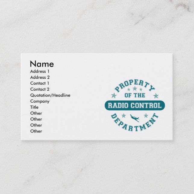 Property of the Radio Control Department Business Card (Front)
