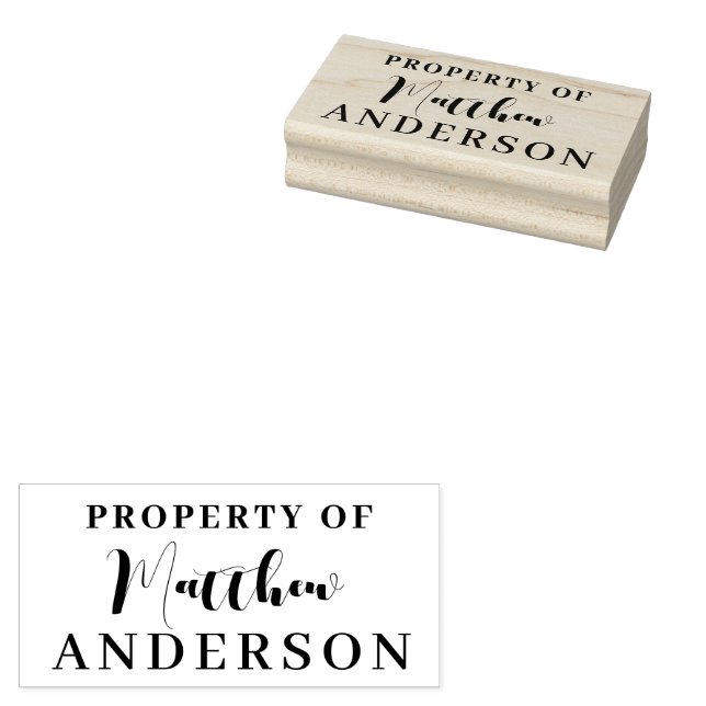 Property Of Your Name | Personalised Script  Rubber Stamp (Stamped)