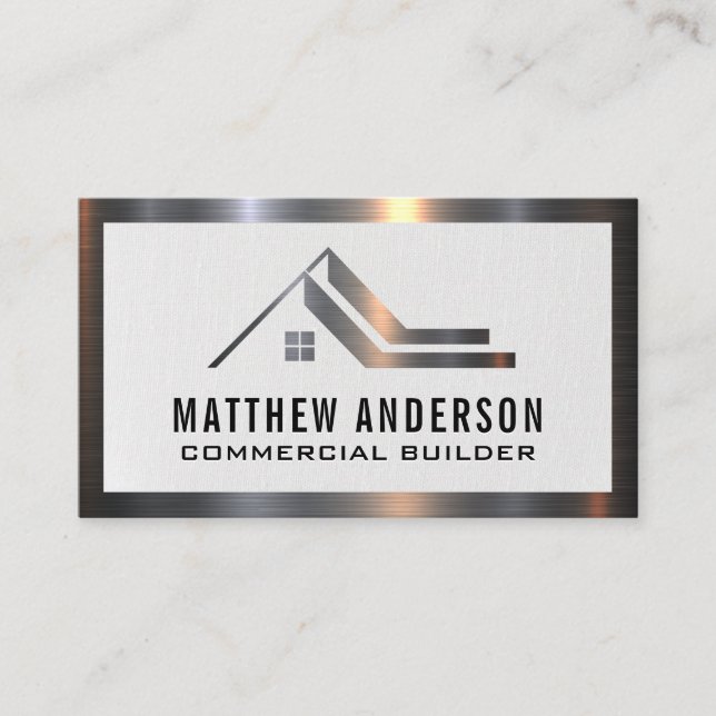 Property Real Estate Logo |  Metal Trim Business  Card (Front)