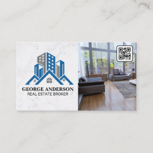 Property Realtor Living Room QR Barcode Business Card