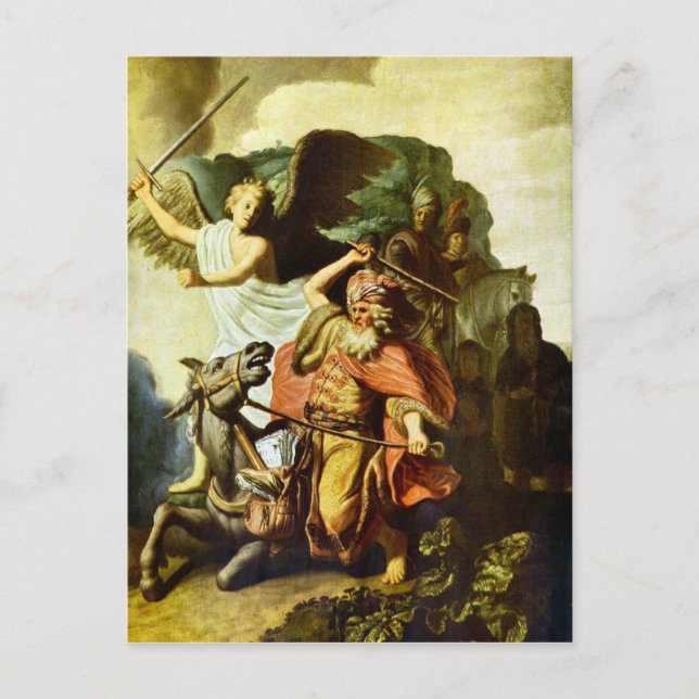 Prophet Balaam and the donkey by Rembrandt Postcard (Front)