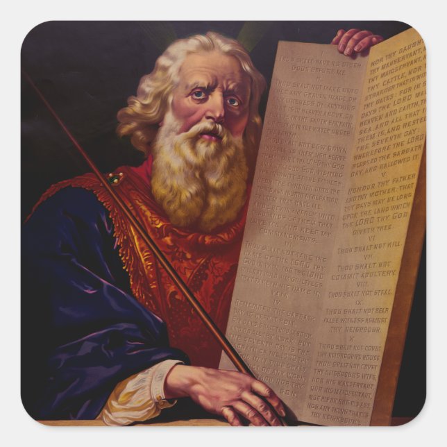 Prophet Moses on Mount Sinai – High-Fidelity Epic  Square Sticker (Front)