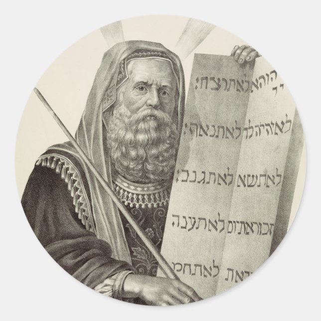 Prophet Moses with the Tablets of the Law Classic Round Sticker (Front)