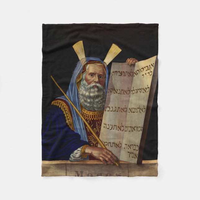 Prophet Moses with the Tablets of the Law  Fleece Blanket (Front)
