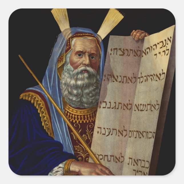 Prophet Moses with the Tablets of the Law  Square Sticker (Front)