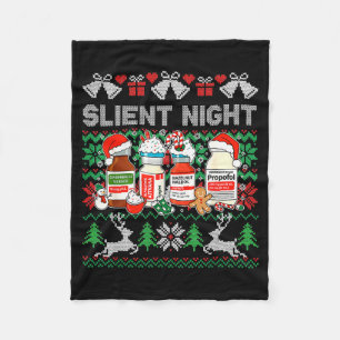 Propofol silent night icu nurses funny merry ugly fleece blanket