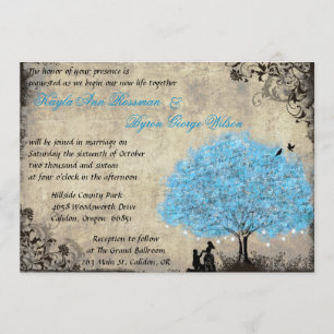 Proposal Blue Tree Vintage Wedding Invitations