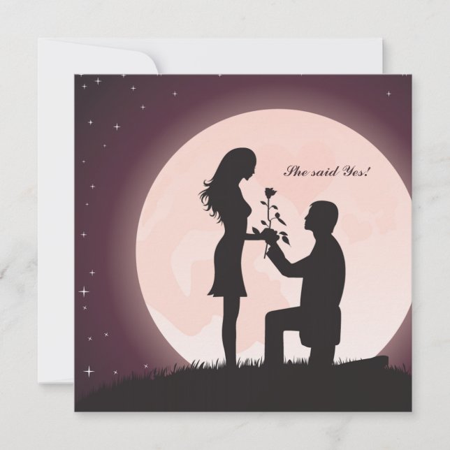 Proposal by Moonlight Engagement Invitation (Front)