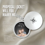 Proposal Locket - Will You Marry Me<br><div class="desc">Our "Proposal Locket - Will You Marry Me?" is a captivating locket that holds a cherished photo. It's crafted with elegance and attention to detail, and opens to reveal a hidden compartment where you can place a photo that holds special meaning for both of you. The locket itself is adorned...</div>