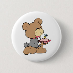 proposal or ring bearer teddy bear design 6 cm round badge