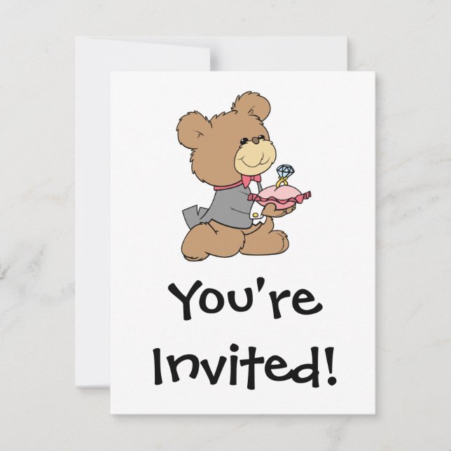 proposal or ring bearer teddy bear design invitation (Front)