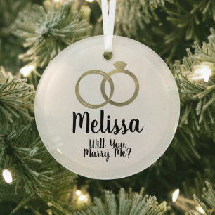 Proposal Ornament- Will You Marry Me Ring Glass Tree Decoration
