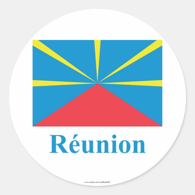 Proposed Reunion Island Flag with Name in French Classic Round Sticker (Front)