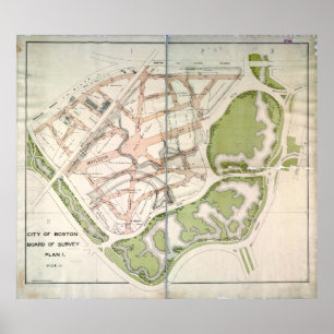 Proposed Street Plan for West Fenway, Boston MA Poster