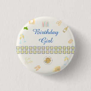 Prosecco and Pasta Birthday 3 Cm Round Badge