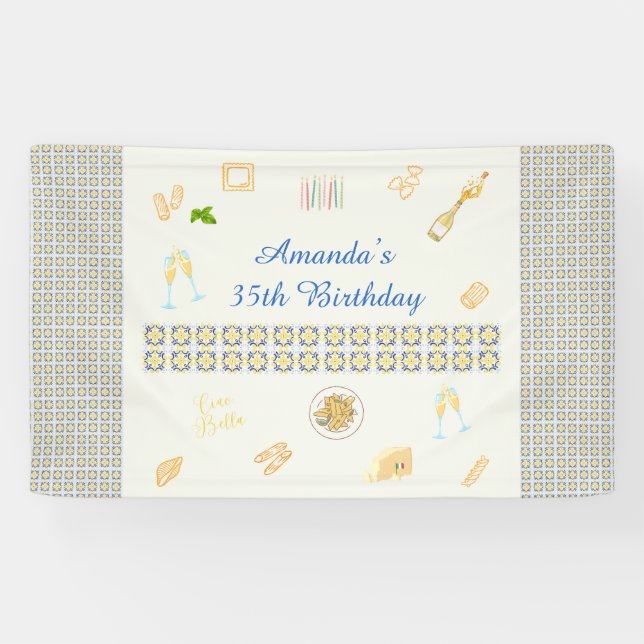 Prosecco and Pasta Birthday Banner (Horizontal)