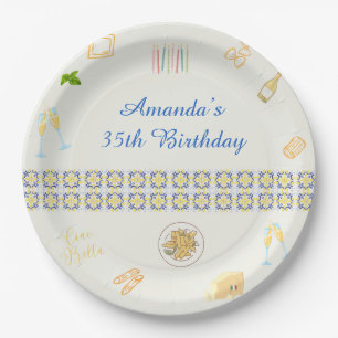 Prosecco and Pasta Birthday Paper Plate