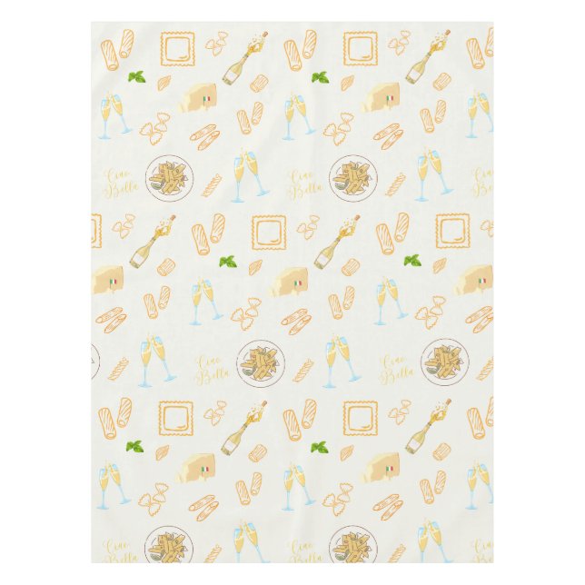 Prosecco and Pasta Birthday Tablecloth (Front)