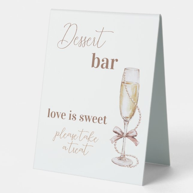 Prosecco and Pearls Bridal Shower Dessert Bar Sign (Front)