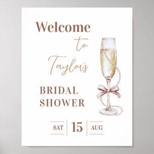 Prosecco and Pearls Bridal Shower Welcome Sign 