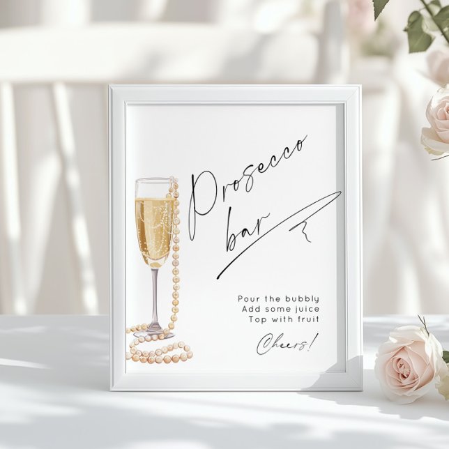 Prosecco Bar Pearls and Prosecco Bridal shower Poster (Creator Uploaded)