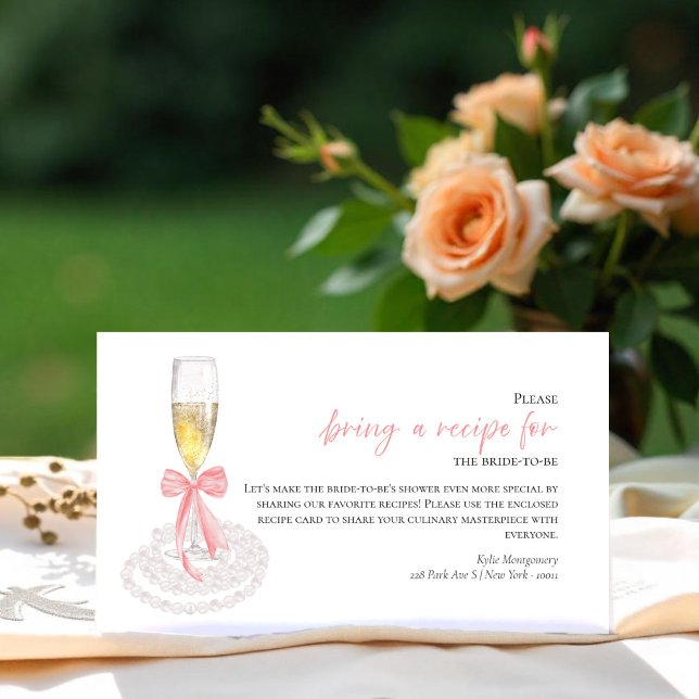Prosecco Bridal Shower Recipe Request Card (Creator Uploaded)
