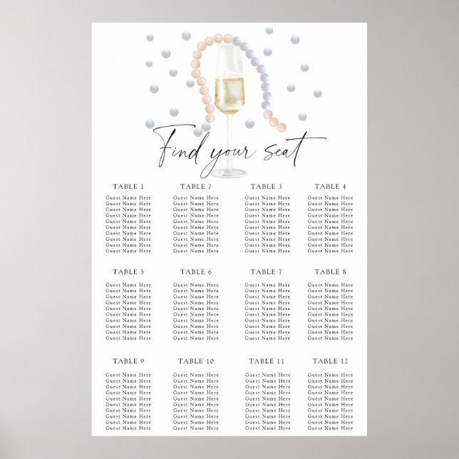 Prosecco bridal shower seating chart (Front)