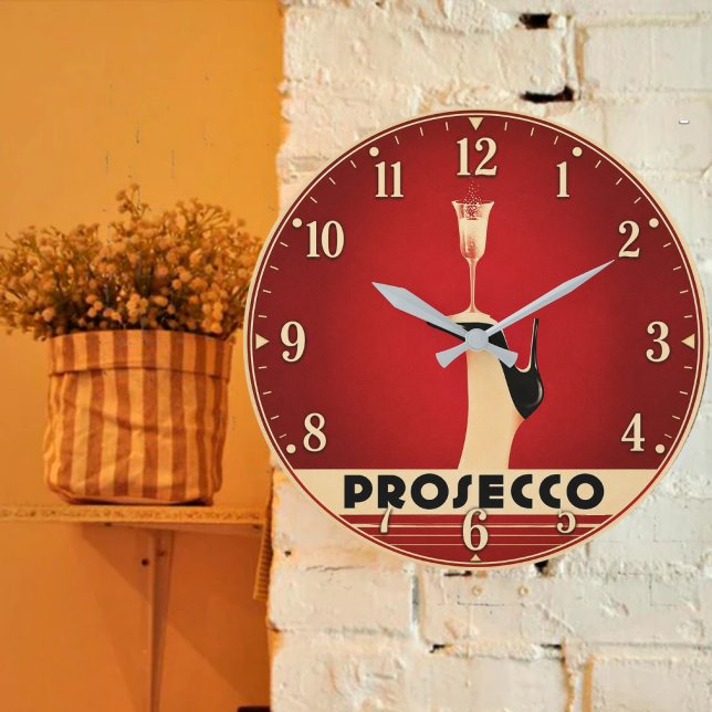 Prosecco Champagne Lover Kitchen Elegant Wine Large Clock (Creator Uploaded)