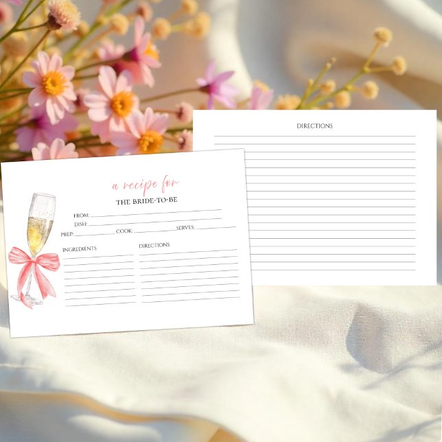 Prosecco Floral Bridal Shower Recipe Cards (Creator Uploaded)