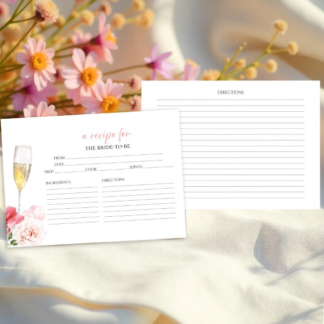 Prosecco Floral Bridal Shower Recipe Cards (Creator Uploaded)