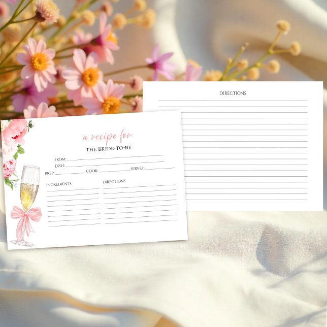 Prosecco Floral Bridal Shower Recipe Cards (Creator Uploaded)