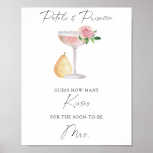 Prosecco - how many kisses bridal shower game poster