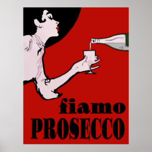 Prosecco Lady In Red Poster