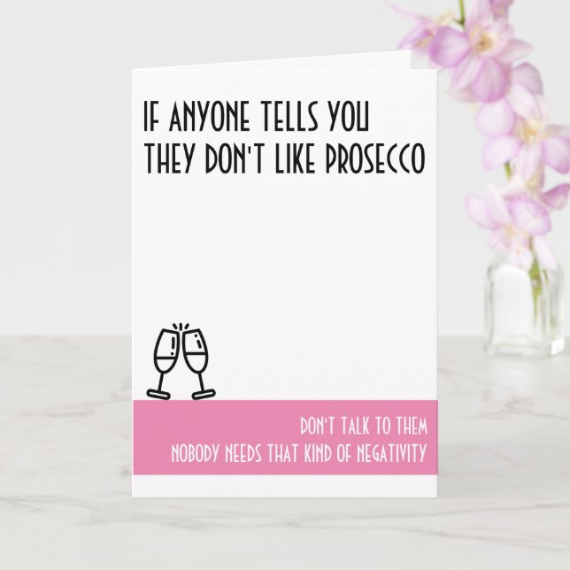Prosecco Lover's Standard Pink Birthday Card (Orchid)