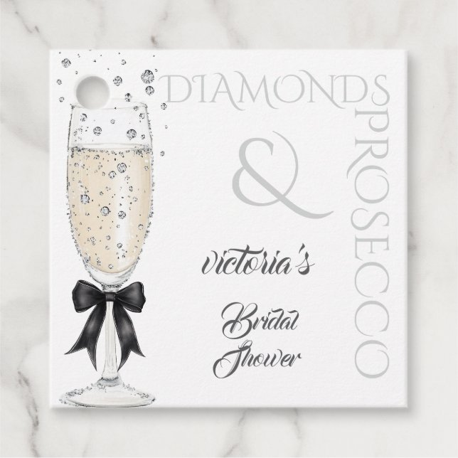Prosecco Themed Bridal Shower Favour Tags (Front)
