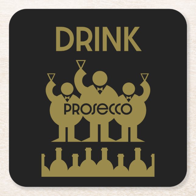 Prosecco Wine Drinkers Square Paper Coaster (Front)
