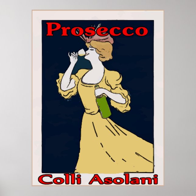 Prosecco, Woman with Glass Poster (Front)