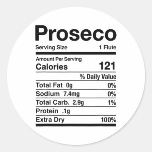 Proseco Nutrition Facts Thanksgiving Matching Classic Round Sticker