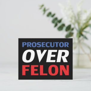 Prosecutor over Felon red white blue modern black Postcard