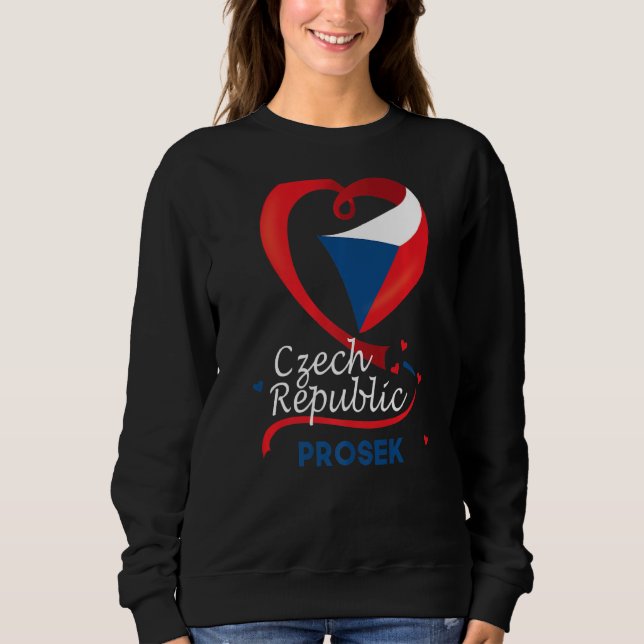 Prosek Czech Republic Heart Flag Lion Coat Of Arm  Sweatshirt (Front)