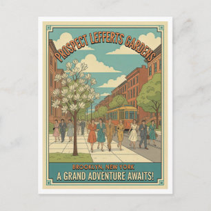 Prospect Lefferts Gardens Brooklyn NYC Retro 1950s Postcard