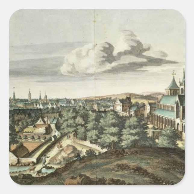 Prospect of the Town of Glasgow Square Sticker (Front)