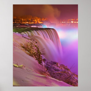 Prospect Point Night View of Niagara Falls Winter Poster